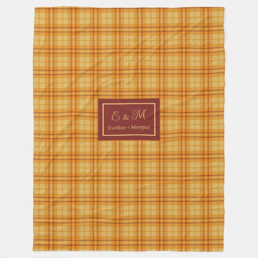 Modern Fall Tartan Plaid Blanket Chic Custom Name Fleece Deken (Voorkant)