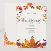 Modern Fall Thanksgiving Dinner Invitation Kaart (Voorkant / Achterkant)