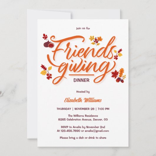 Modern Fall verlaat Friendsgiving-dinerfeest Kaart (Voorkant)