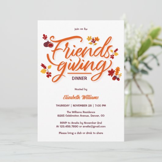 Modern Fall verlaat Friendsgiving-dinerfeest Kaart (Staand voorkant)