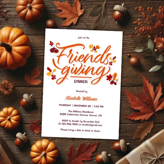 Modern Fall verlaat Friendsgiving-dinerfeest Kaart