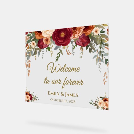 Modern Fall Wedding Acryl Welkom Teken Acryl Bord (Hoek)
