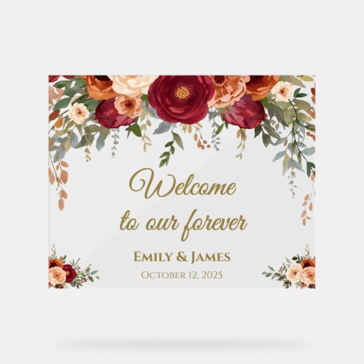 Modern Fall Wedding Acryl Welkom Teken Bord (Voorkant)