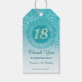 Modern Falling Blauwgroen Blue Glitter 18e verjaar Cadeaulabel (Voorkant)