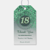 Modern Falling Green Glitter 18e verjaardag Cadeaulabel (Voorkant)