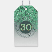 Modern Falling Green Glitter 30th Birthday Cadeaulabel (Achterkant)