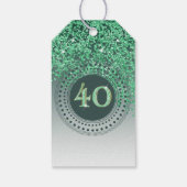Modern Falling Green Glitter 40e verjaardag Cadeaulabel (Achterkant)