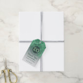 Modern Falling Green Glitter 70e verjaardag Cadeaulabel (Met Touw)