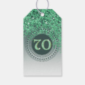 Modern Falling Green Glitter 70e verjaardag Cadeaulabel (Achterkant)