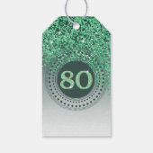 Modern Falling Green Glitter 80e verjaardag Cadeaulabel (Achterkant)