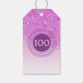 Modern Falling Pink Glitter 100e verjaardag Cadeaulabel (Achterkant)