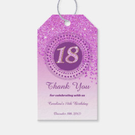 Modern Falling Pink Glitter 18e verjaardag Cadeaulabel