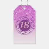 Modern Falling Pink Glitter 18e verjaardag Cadeaulabel (Achterkant)