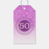 Modern Falling Pink Glitter 50th Birthday Cadeaulabel (Achterkant)