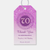 Modern Falling Pink Glitter 70e verjaardag Cadeaulabel (Voorkant)
