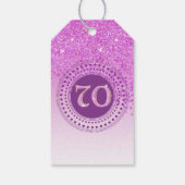 Modern Falling Pink Glitter 70e verjaardag Cadeaulabel (Achterkant)