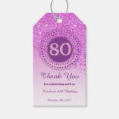 Modern Falling Pink Glitter 80e verjaardag Cadeaulabel (Voorkant)
