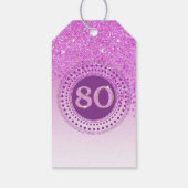 Modern Falling Pink Glitter 80e verjaardag Cadeaulabel (Achterkant)