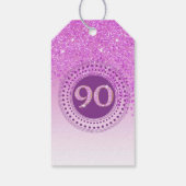 Modern Falling Pink Glitter 90e verjaardag Cadeaulabel (Achterkant)