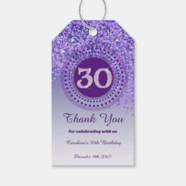 Modern Falling Purple Glitter 30th Birthday Cadeaulabel