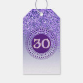 Modern Falling Purple Glitter 30th Birthday Cadeaulabel (Achterkant)
