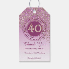 Modern Falling Roos Gold Glitter 40e verjaardag Cadeaulabel