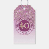Modern Falling Roos Gold Glitter 40e verjaardag Cadeaulabel (Achterkant)