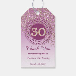 Modern Falling Rose Gold Glitter 30th Birthday Cadeaulabel