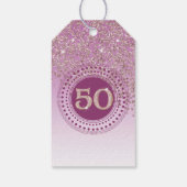 Modern Falling Rose Gold Glitter 50th Birthday Cadeaulabel (Achterkant)