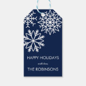 Modern Falling Snowflakes Holiday Blue Cadeaulabel (Voorkant)
