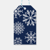 Modern Falling Snowflakes Holiday Blue Cadeaulabel (Achterkant)