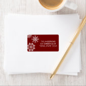 Modern Falling Snowflakes Holiday Red Etiket (Insitu)