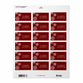 Modern Falling Snowflakes Holiday Red Etiket (Full Sheet)
