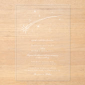 Modern Falling Star Celestial Wedding Acryl Uitnodigingen (Voorkant)