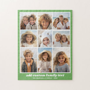 Modern Familie 9 Foto Collage Groen - Minimaal Legpuzzel