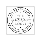 Modern familie cursief rond retour adres rubberstempel (Afrduk)