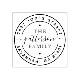 Modern familie cursief rond retour adres rubberstempel