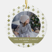 Modern Familie Foto Bloem Motief Kerst Keramisch Ornament (Voorkant)