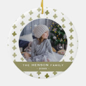 Modern Familie Foto Bloem Motief Kerst Keramisch Ornament (Achterkant)