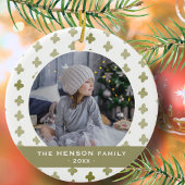 Modern Familie Foto Bloem Motief Kerst Keramisch Ornament