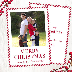 Modern Familie Foto Prettig Kerstmis Candy Streep Feestdagenkaart
