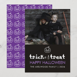 Modern Familie Foto Trick or Treat Gelukkig Hallow Feestdagenkaart