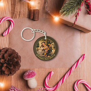Modern Familie Kerstmis Foto Sleutelhanger