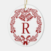 Modern Familie Monogram Kerstfoto Keramisch Ornament (Links)