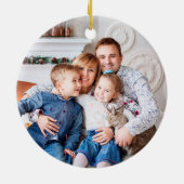 Modern Familie Monogram Kerstfoto Keramisch Ornament (Achterkant)