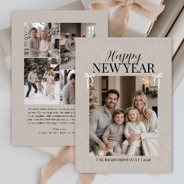 Modern Familie Nieuwjaarskaart met Fotocollage Feestdagenkaart