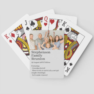 Modern familiebijeenkomst foto magazinecover pokerkaarten