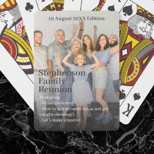 Modern Familiebijeenkomst Foto Tijdschriftcover Pokerkaarten