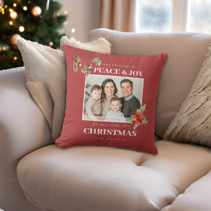 Modern Familiefoto Rode Kerst Kussen