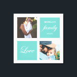 modern familiefotogram fotopastel canvas afdruk<br><div class="desc">Het kleurenpalet van het deeg twee foto aangepaste muurkunst met elegant manuscript "liefde"en "familie"en uw eigen monogram en datum. Prachtige persoonlijke decor-accenten</div>